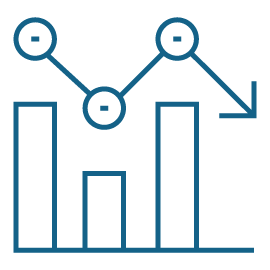 An icon depicting a graph with bars of varying heights