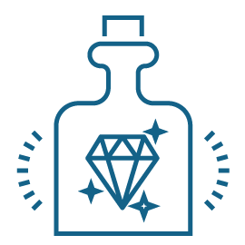 An icon depicting a glass bottle with an image of a diamond