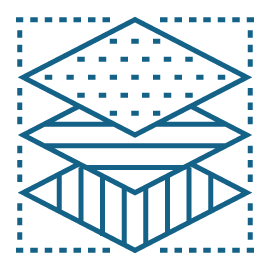 An icon depicting three squares stacked on top of each other, each with a different pattern inside.