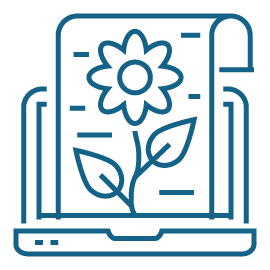 An icon depicting an image of a flower emerging from a computer screen