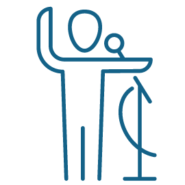 An icon depicting a person with a microphone