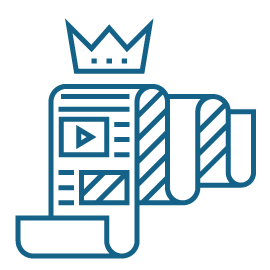 An icon depicting a long sheet of paper with designs on it