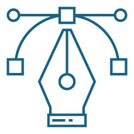 An icon depicting a pen tool with a Bezier curve