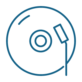 An icon depicting a vinyl record