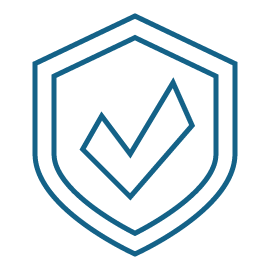 An icon depicting a shield with a check mark inside