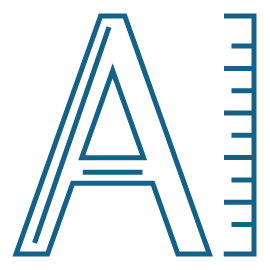 An icon depicting a letter A with a ruler next to it
