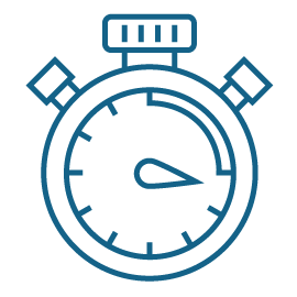 A flat line icon representing a timer